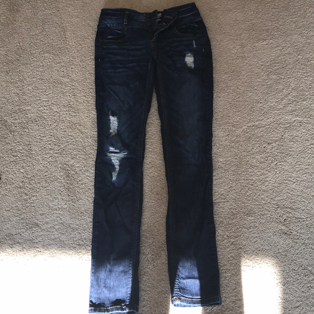 Dark wash ripped jeans